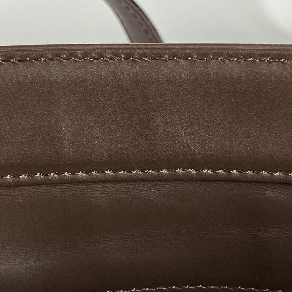 Burberry Logo Tote Bag Check Leather Brown - Picture 6 of 7